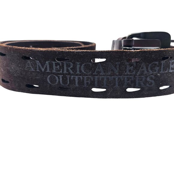 Vintage American Eagle Sz 38 Leather Belt 40" Adjustable Fit Brown - Picture 4 of 13